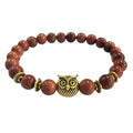 Volcanic Bracelet Owl Bracelet Gold Bracelet Lava Stone Bead Bracelets